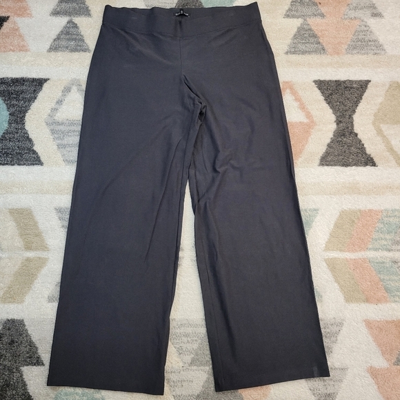 EILEEN FISHER Charcoal Grey Pull On Elastic Waist Viscose blend pants Size Large - Picture 1 of 5